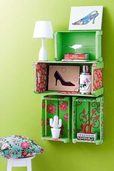 hacer estanterias con cajas de madera