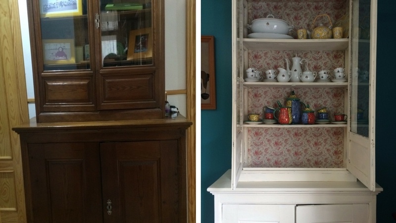 tela estampada para restaurar viejo mueble
