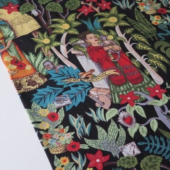 tela estampada frida negra arty print
