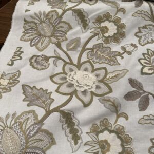Tela lino bordado beige