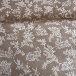 Tela estampada conejos beige - Telas Divinas Zamora