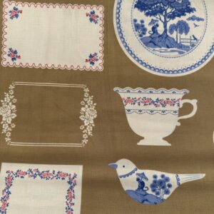 Tela Tilda something blue 8 beige con platos tazas y letreros - imagen 2