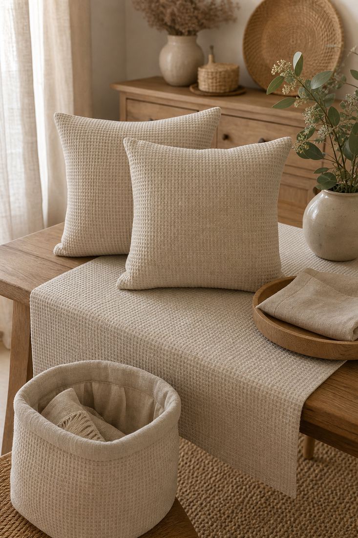 Inspiración decoración con algodón rústico reciclado relieve - Telas Divinas Zamora