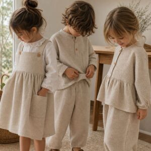 Inspiración niños con algodón rústico reciclado relieve - Telas Divinas Zamora