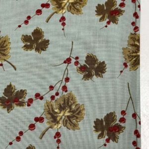 Detalle de hojas y bayas de la tela estampada ramas azul - Telas Divinas Zamora