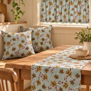 Inspiración decoración ligera con tela estampada ramas azul - Telas Divinas Zamora