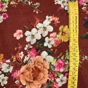 Escala del motivo floral de la tela tapicería lino viscosa - Telas Divinas Zamora